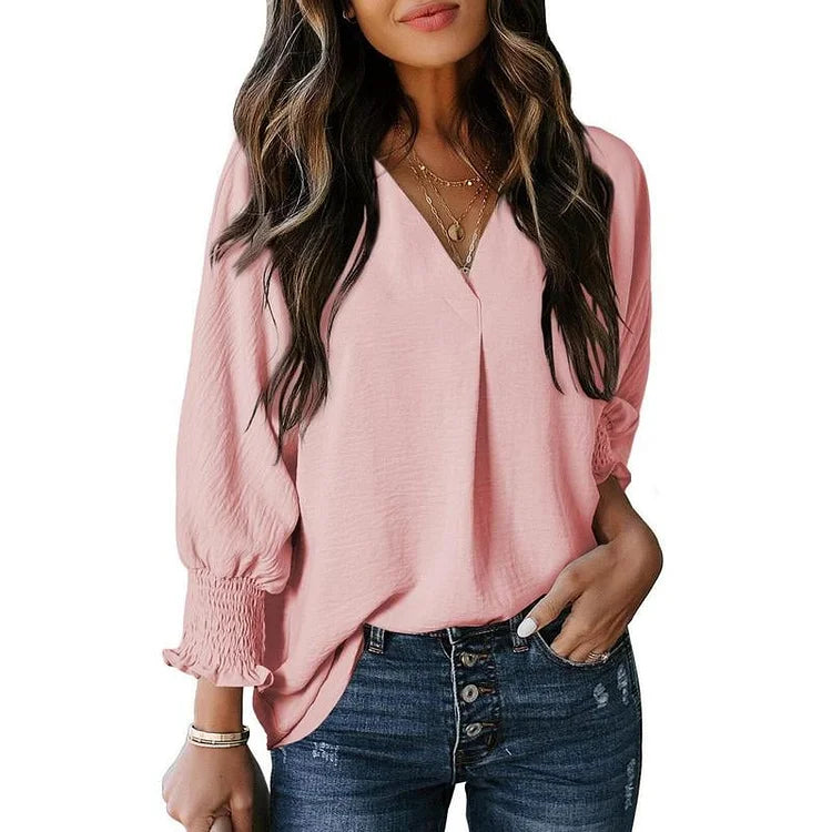 Talyra – Casual Oversized V-Neck Tunic Top