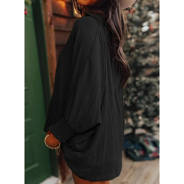 Talyra – Casual Oversized V-Neck Tunic Top