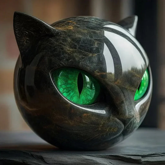 Noctavia – Mystical Black Cat Head Sculpture