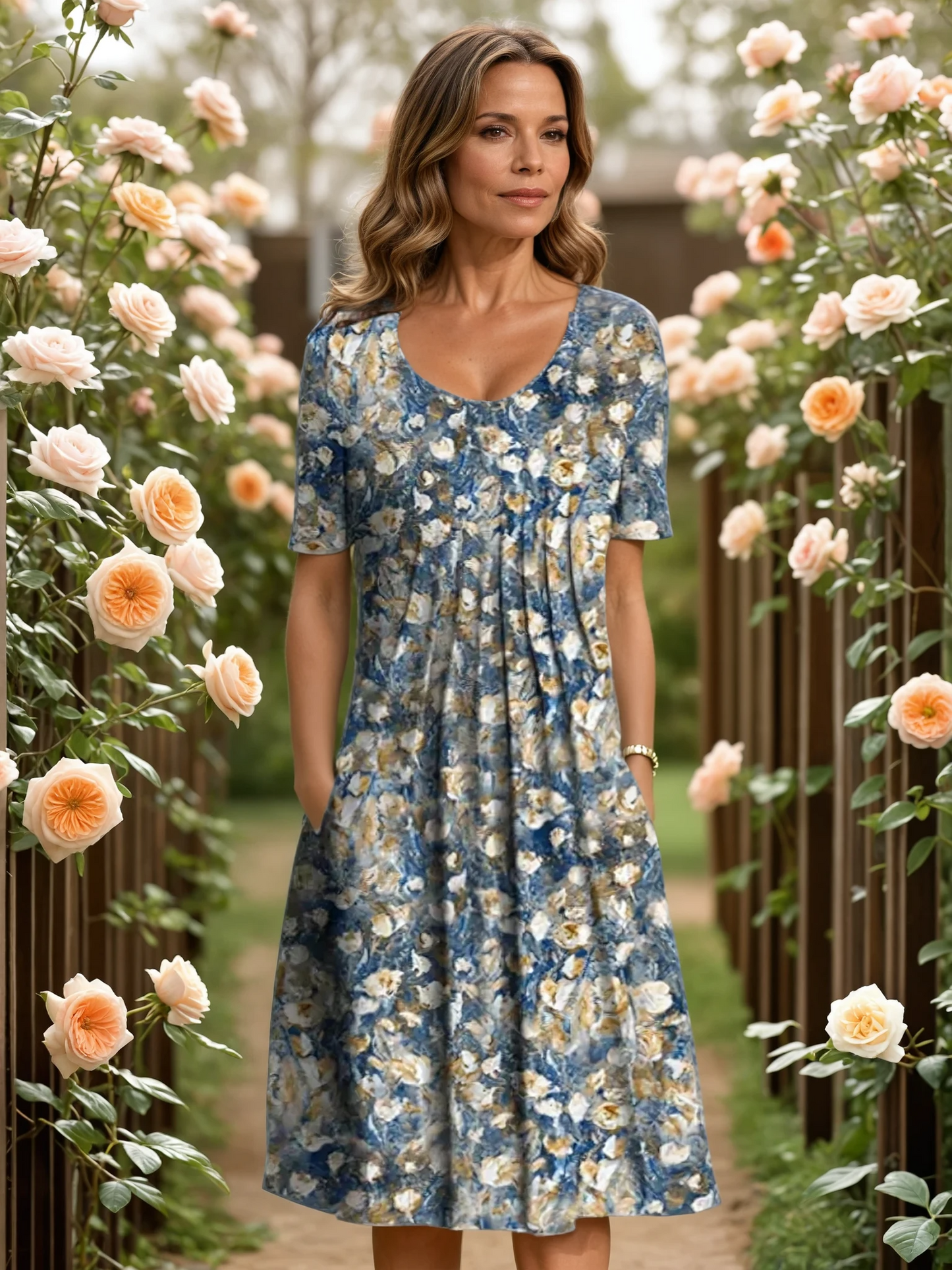 Aureva – Elegant Draped Midi Dress