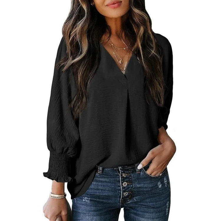 Talyra – Casual Oversized V-Neck Tunic Top