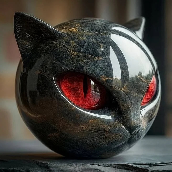 Noctavia – Mystical Black Cat Head Sculpture