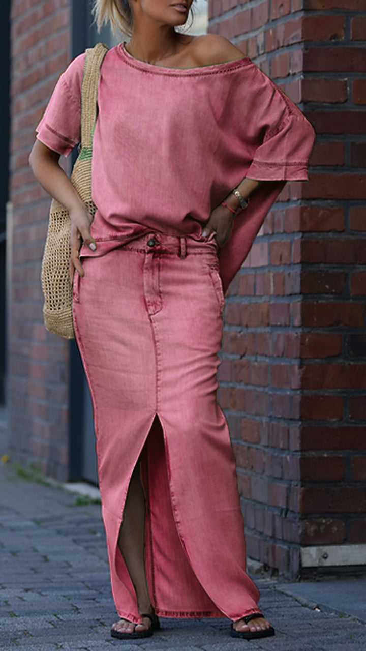Camille | Off-Shoulder Top & A-Line Skirt Set