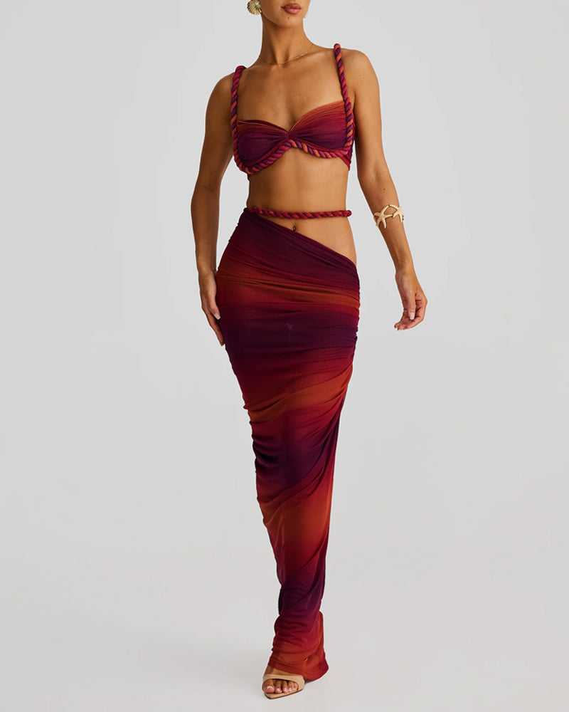Clara | Sexy Gradient Braid Top & Overskirt Two-Piece Set