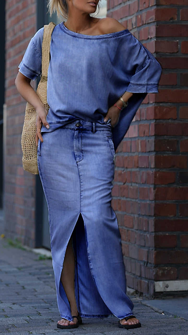 Camille | Off-Shoulder Top & A-Line Skirt Set
