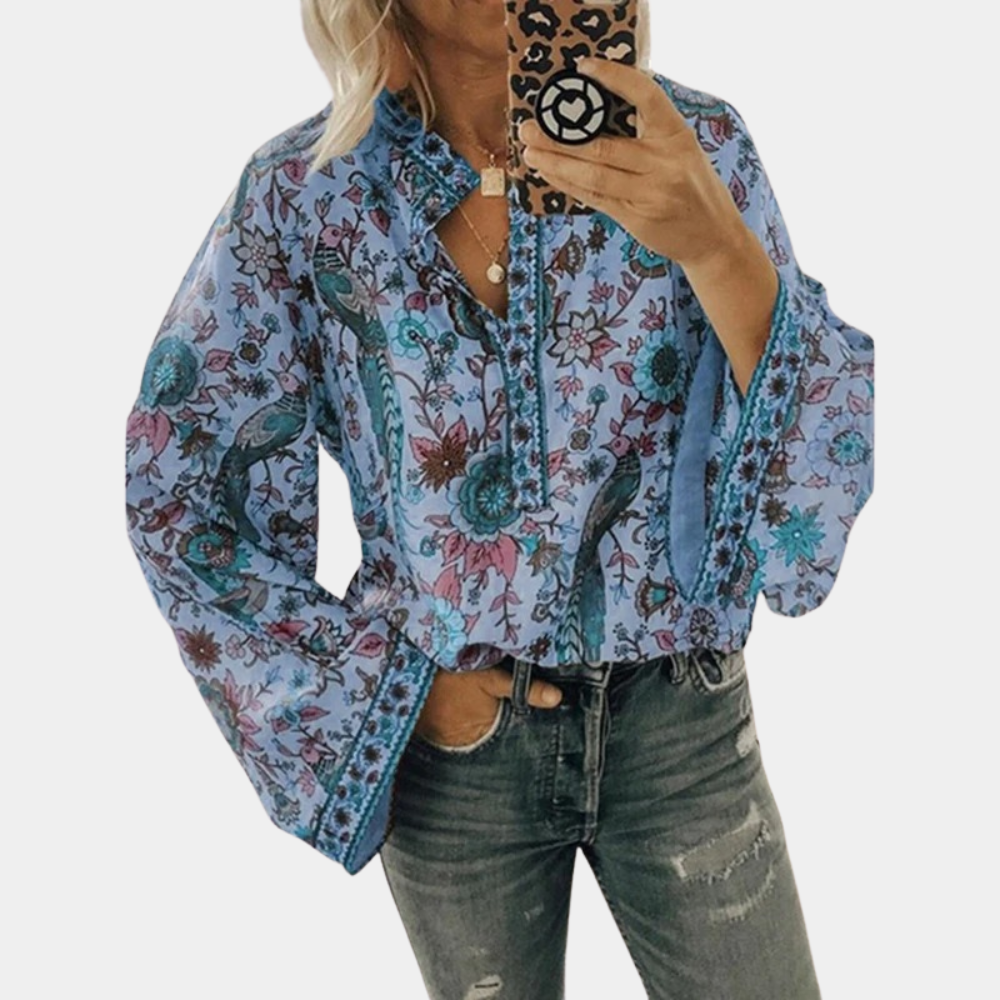 Halle - Flower Pattern Blouse