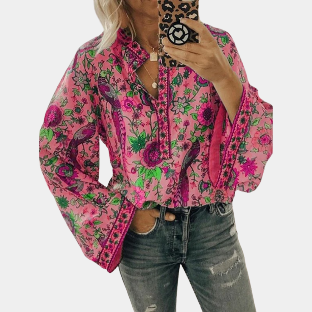 Halle - Flower Pattern Blouse