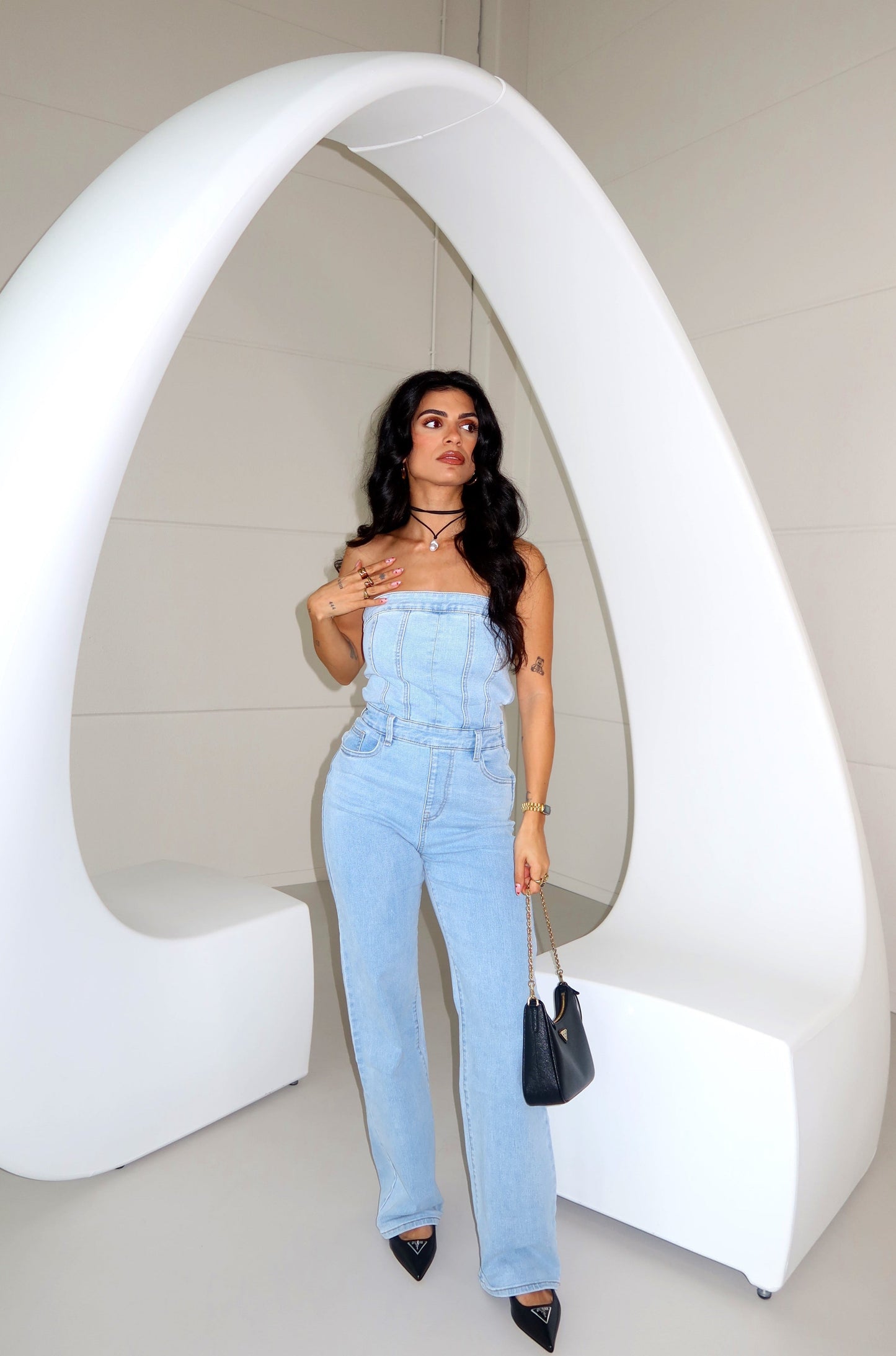 Ava | Strapless Denim Jumpsuit