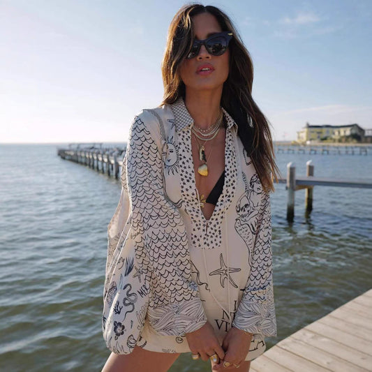 Zanira – Satin Print Tassel Shirt & Shorts Set