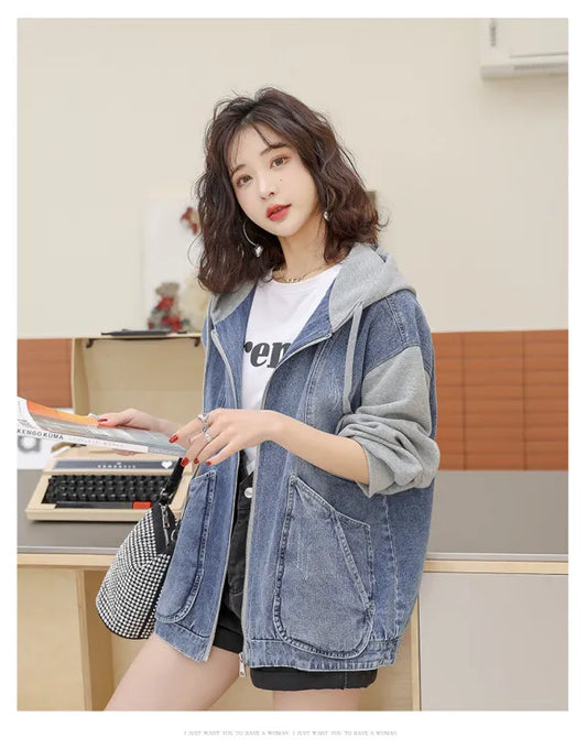 Alison - Oversized Hoodie Combined with Denim Jacket