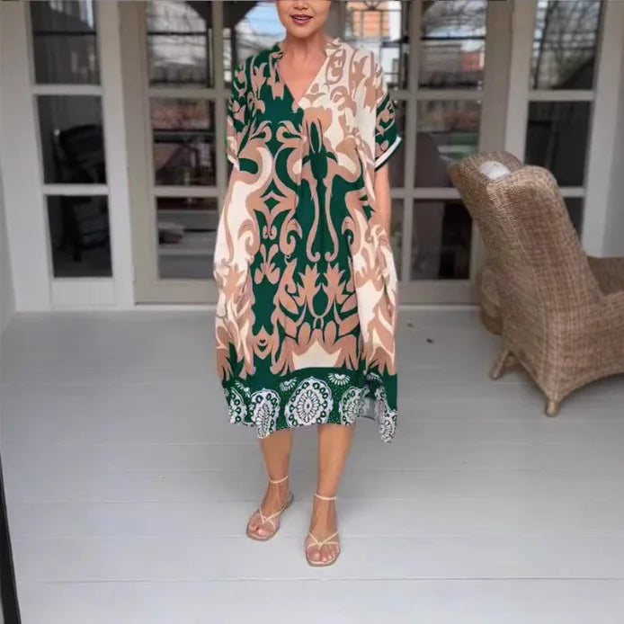 Noémie – Playful V-Neck Summer Midi Dress