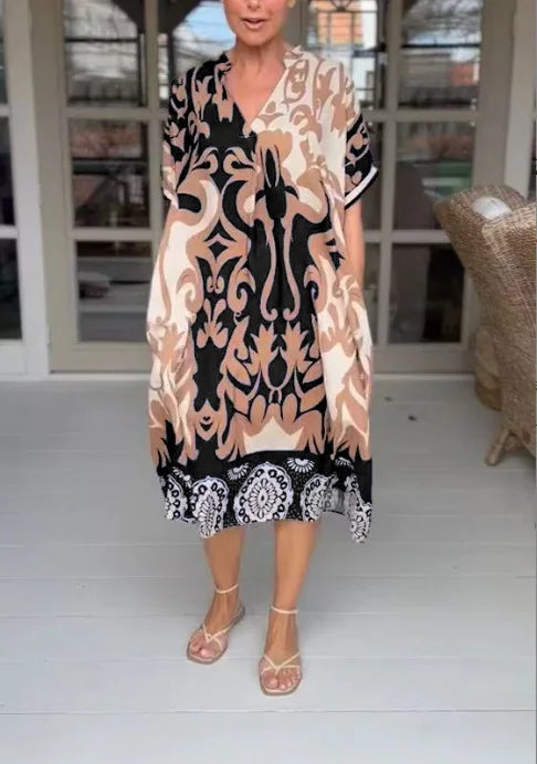 Noémie – Playful V-Neck Summer Midi Dress
