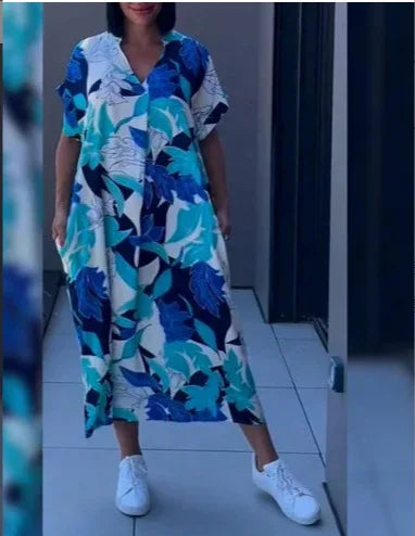 Noémie – Playful V-Neck Summer Midi Dress