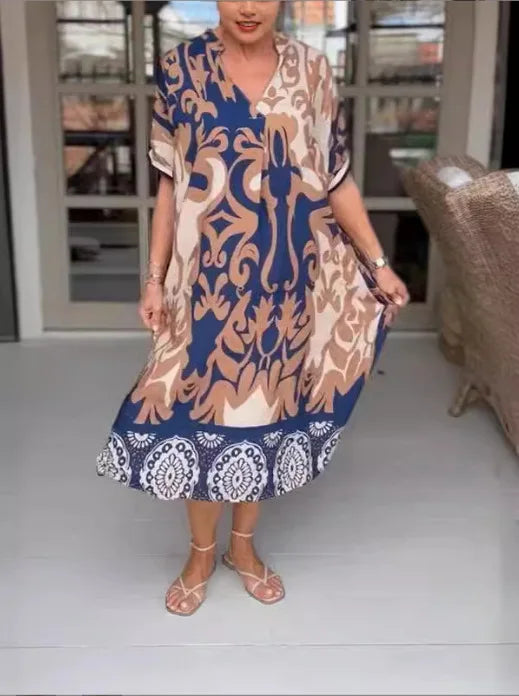 Noémie – Playful V-Neck Summer Midi Dress