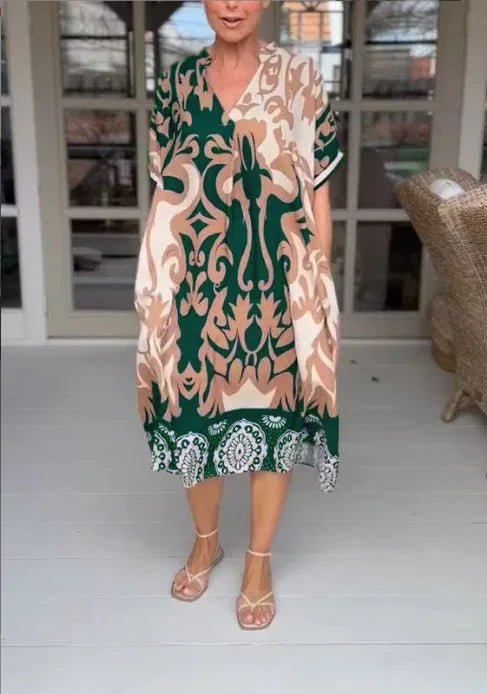 Noémie – Playful V-Neck Summer Midi Dress