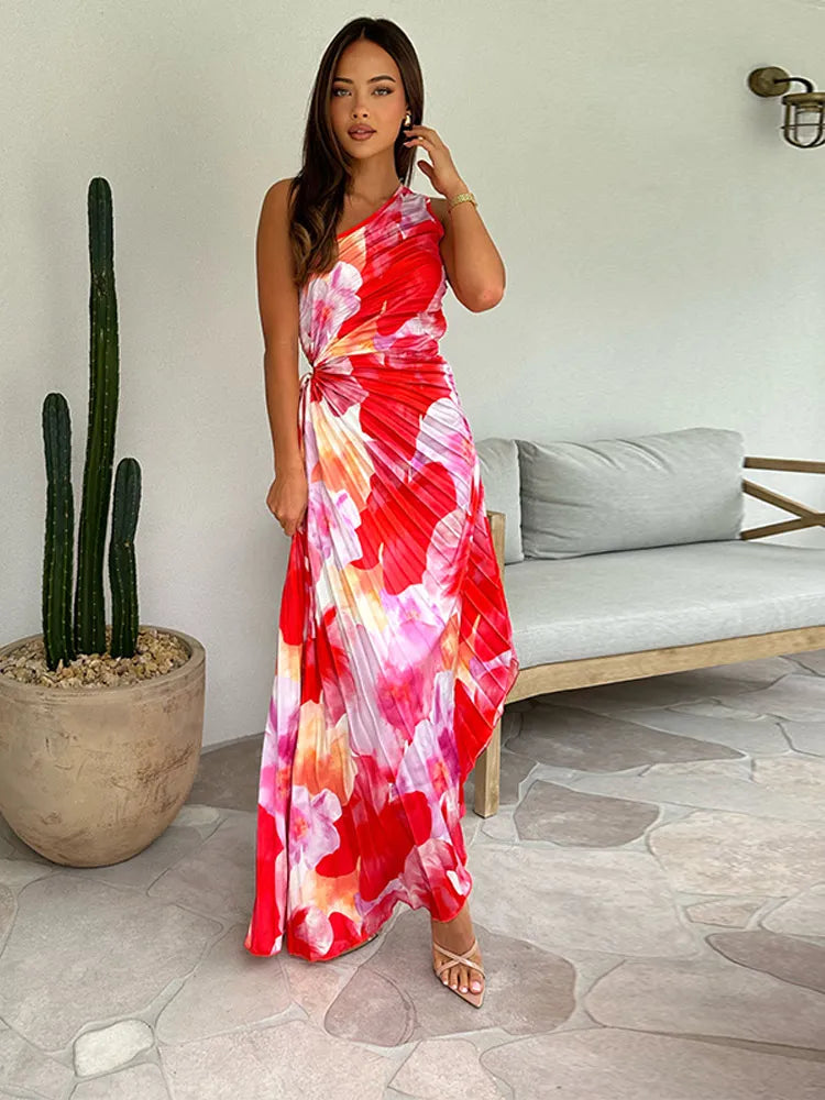 Adeline – Pleated One-Shoulder Summer Dress
