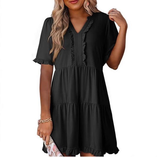 Liorin – Effortless V-Neck Mini Dress