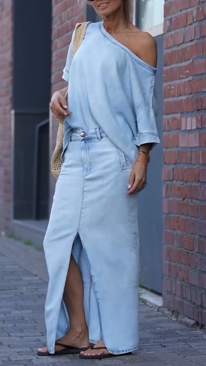 Camille | Off-Shoulder Top & A-Line Skirt Set