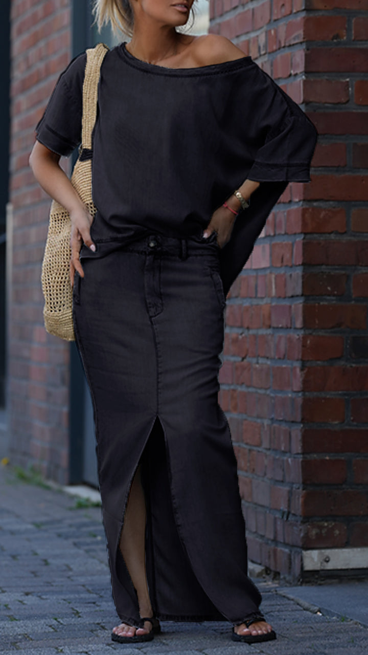 Camille | Off-Shoulder Top & A-Line Skirt Set