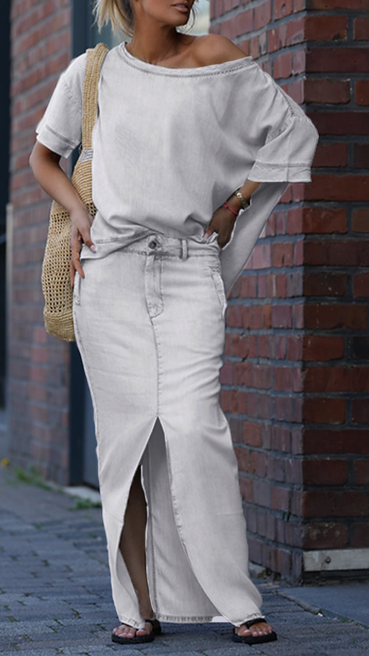 Camille | Off-Shoulder Top & A-Line Skirt Set