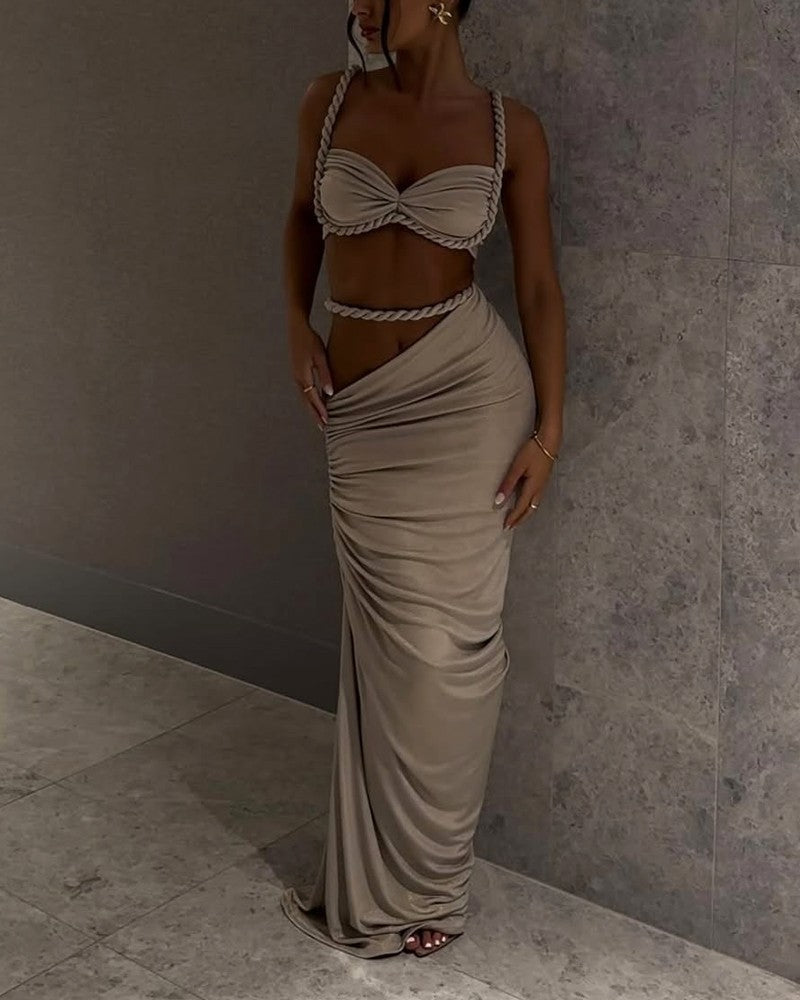 Clara | Sexy Gradient Braid Top & Overskirt Two-Piece Set
