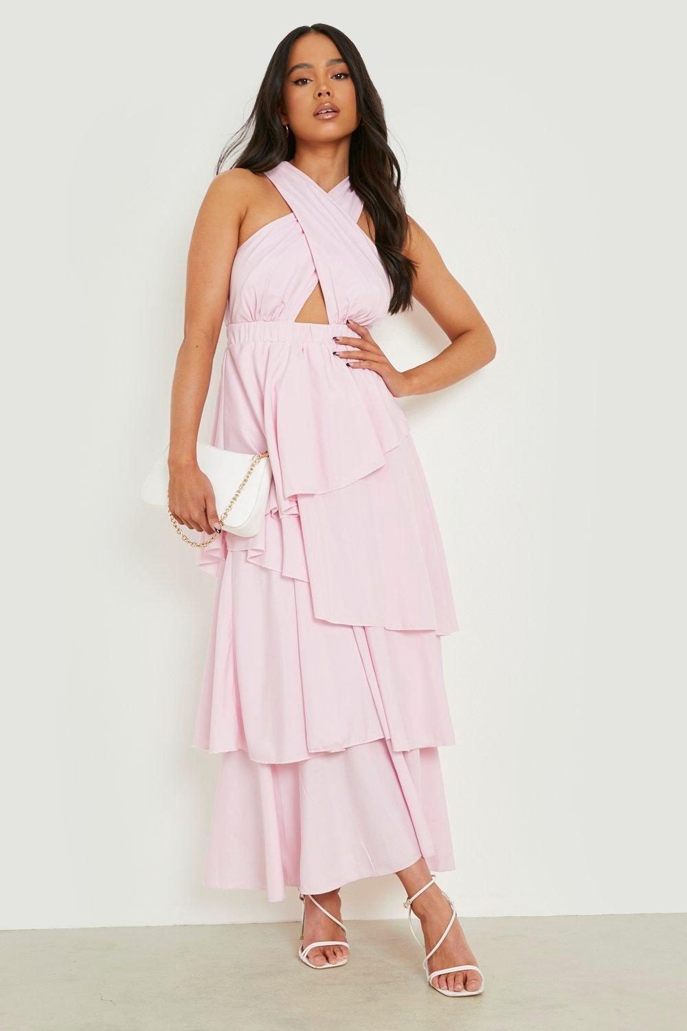 Lila Rose | Petite Halter Ruffle Tiered Maxi Dress