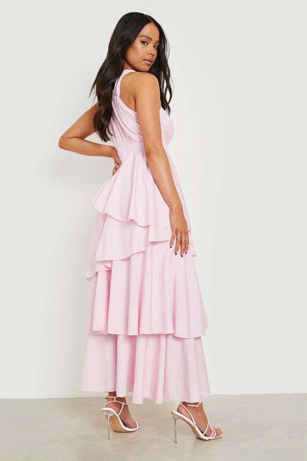 Lila Rose | Petite Halter Ruffle Tiered Maxi Dress