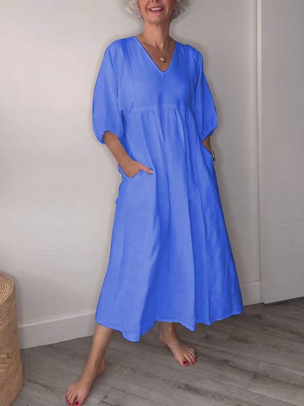 Adriana - Casual V-Neck Midi Dress