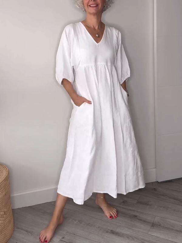 Adriana - Casual V-Neck Midi Dress