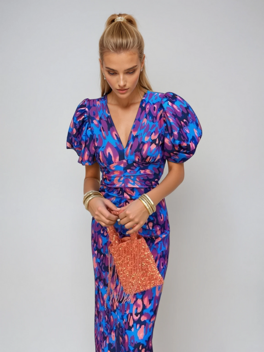 Eliza | Vibrant Pleated Midi Dress