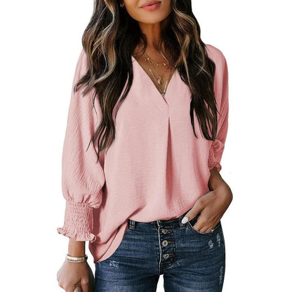 Talyra – Casual Oversized V-Neck Tunic Top