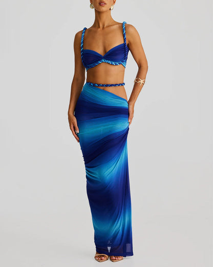 Clara | Sexy Gradient Braid Top & Overskirt Two-Piece Set