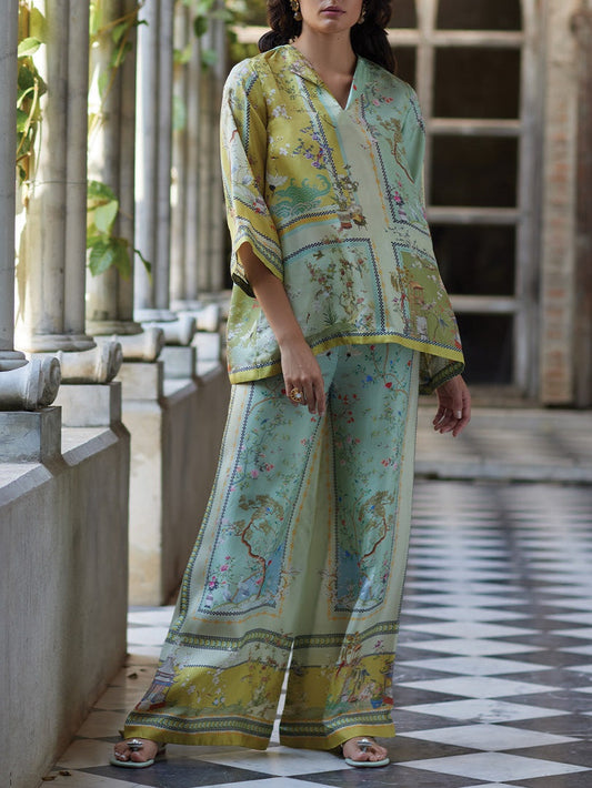 Isavina – Printed Trumpet Sleeve Two-Piece Set
