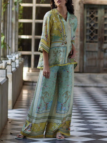 Isavina – Printed Trumpet Sleeve Two-Piece Set