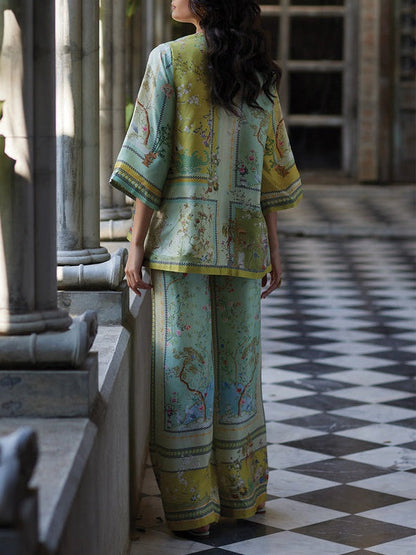 Isavina – Printed Trumpet Sleeve Two-Piece Set
