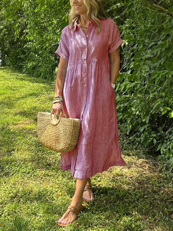 Marcelline – Striped Shirt Dress with Pockets