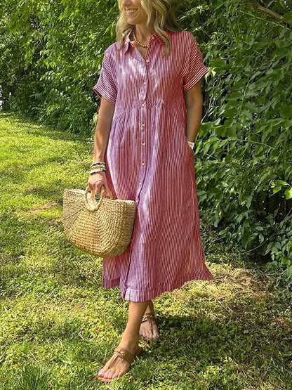 Marcelline – Striped Shirt Dress with Pockets