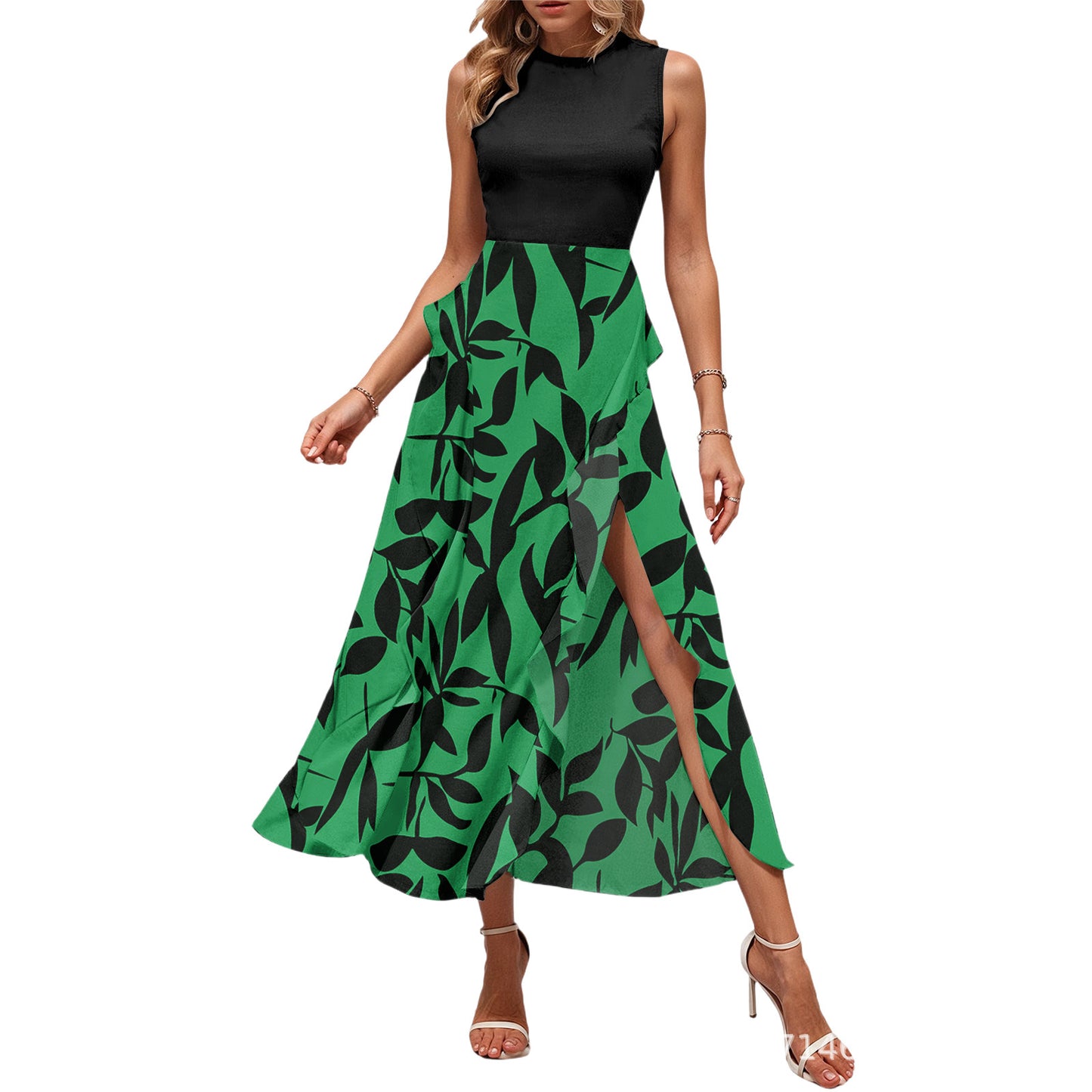 Daisy Monroe | Sleeveless Summer Floral Ruffle Dress