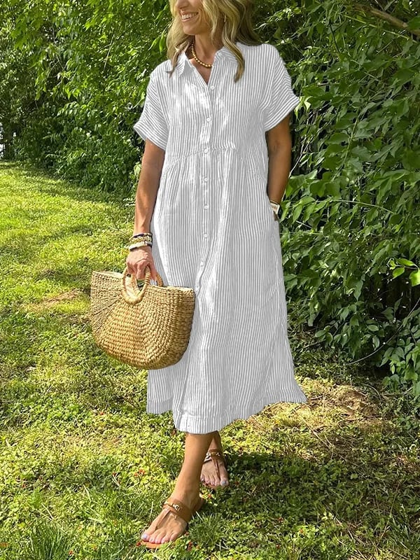 Marcelline – Striped Shirt Dress with Pockets