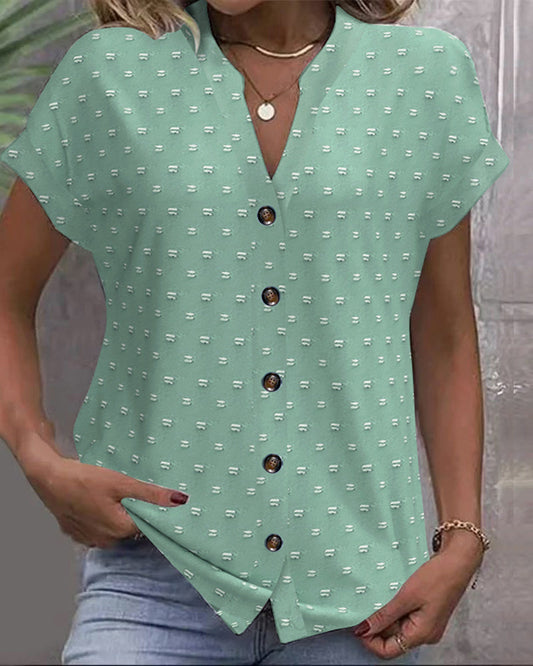 Selina | Button-Down V-Neck Shirt