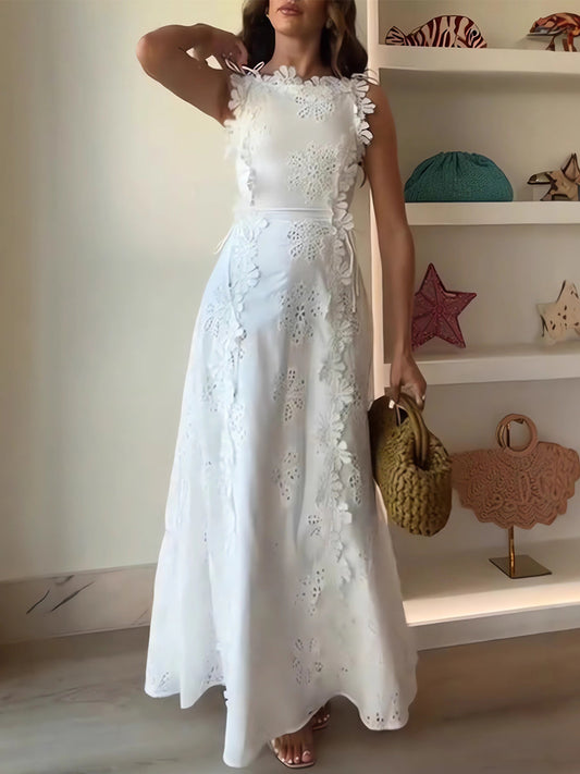 Seraphyne – Lace Tie-Strap Maxi Dress