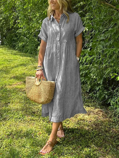 Marcelline – Striped Shirt Dress with Pockets