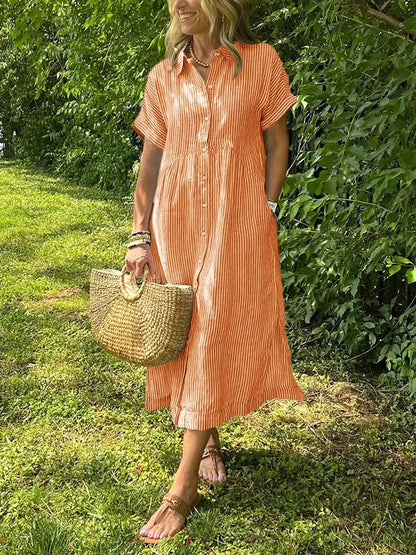 Marcelline – Striped Shirt Dress with Pockets