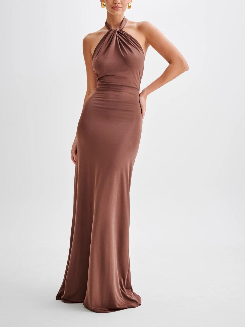 Selene – Slinky Halter Maxi Dress