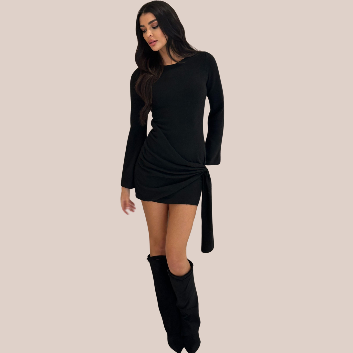 ALENA | Knitted Wrap Mini Dress