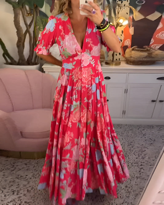 Amélie – Floral  V-Neck Pocket Dress
