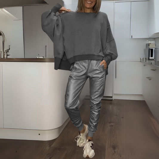 ELECTRA - SET OF SATIN SWEATER AND JOGGERS