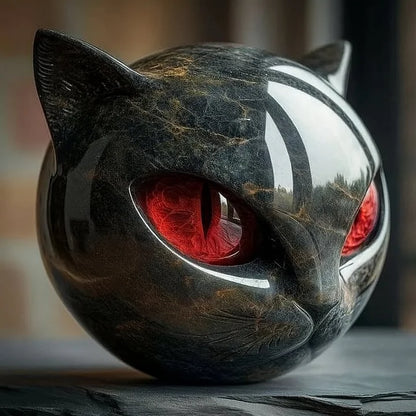 Noctavia – Mystical Black Cat Head Sculpture