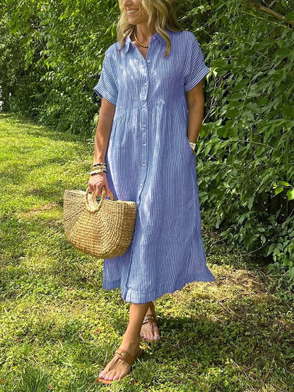 Marcelline – Striped Shirt Dress with Pockets