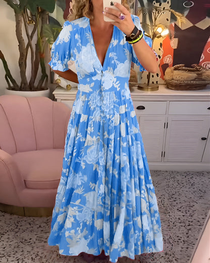 Amélie – Floral  V-Neck Pocket Dress
